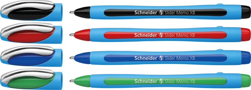Schneider schrijfwaren schneider balpen - slider memo - xb 1,4mm - 4 stuks op blister - s-75020