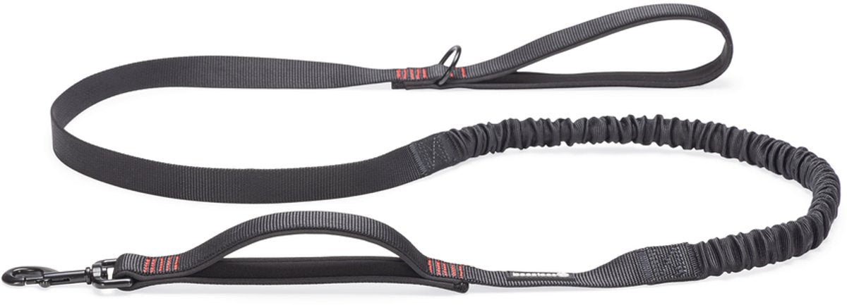 Beeztees parinca premium elastische hondenriem - hondenlijn - weersbestendig - nylon - zwart - 180cmx25mm