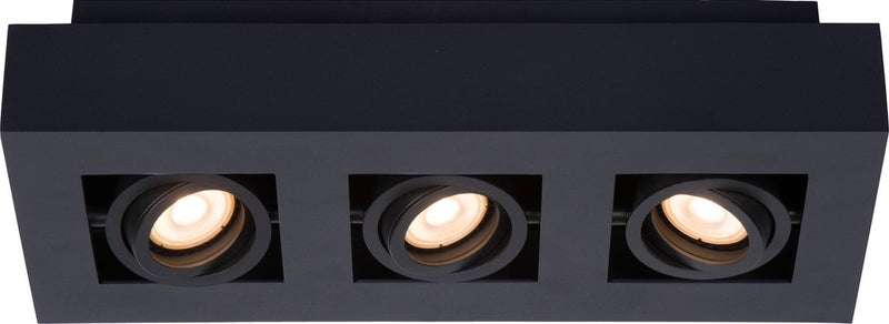 Lucide xirax - plafondspot (plafondlamp) - led dim to warm - gu10 - 3x5w 2200k 3000k - zwart