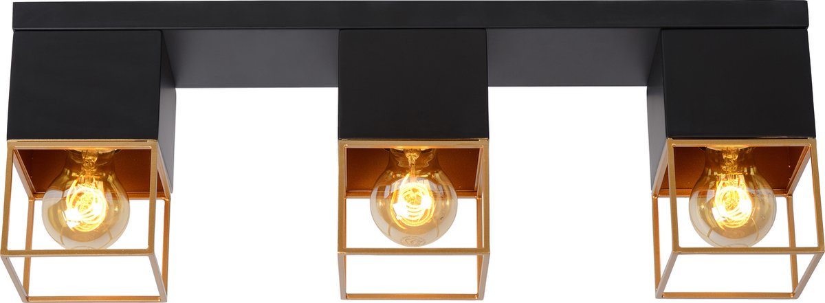 Lucide rixt - plafonnière (plafondlamp) - 3xe27 - zwart