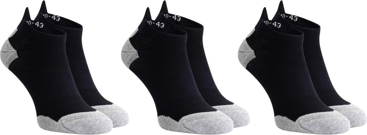 Rogelli core dames en heren 3 pack korte hardloopsokken - zwart grijs