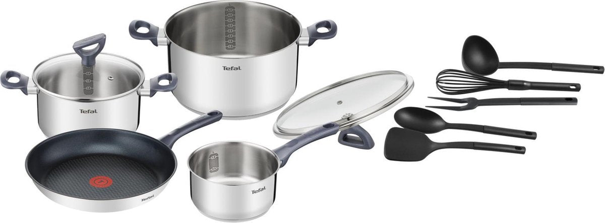 Tefal daily cook - pannenset - 11-delig - inductie - rvs - geschikt voor alle warmtebronnen