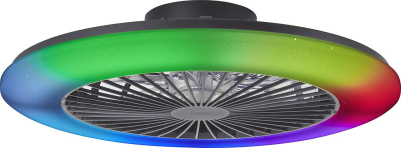 Brilliant salerno - plafondventilator - met verlichting - led 48w - 3000k-6500k - 58cm - dimbaar - zwart - zeer stil