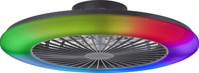 Brilliant salerno - plafondventilator - met verlichting - led 48w - 3000k-6500k - 58cm - dimbaar - zwart - zeer stil