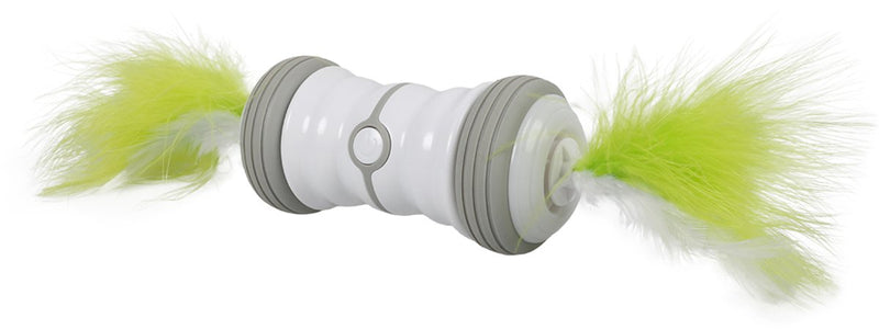 Ebi double spinner - elektronisch kattenspeeltje - rijdt en draait 360° - usb oplaadbaar - 13cm - wit groen one size