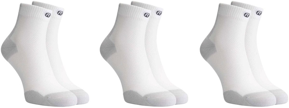 Rogelli core dames en heren 3 pack hardloopsokken - wit grijs