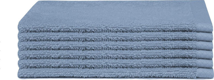 Seahorse pure - washandjes - 16x21 cm - denim - set van 6