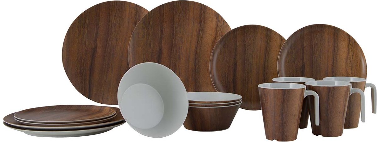 Gimex - nature line - servies - wood - 16-delig