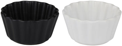 Alpina mini ovenschaaltjes keramiek – 2 stuks – tapas schaaltjes – 10 x 10 cm – zwart wit