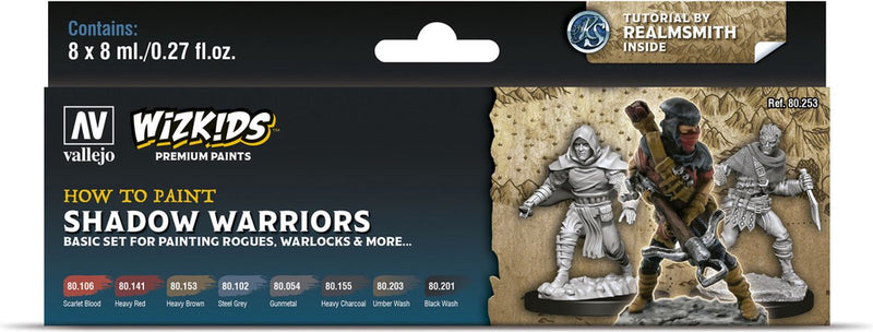 Vallejo shadow warriors - wizkids premium paints - 8 kleuren - 8ml - 80253