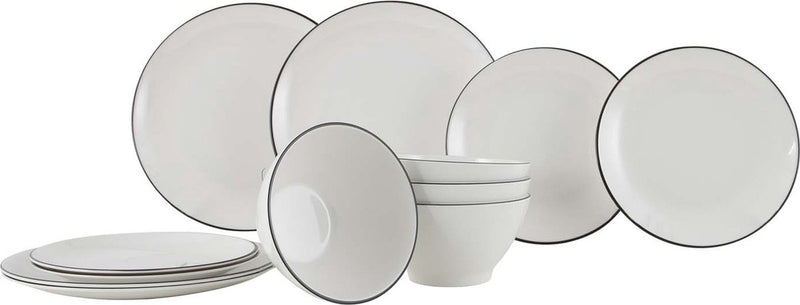 Gimex linea line servies - zwart - 12-delig