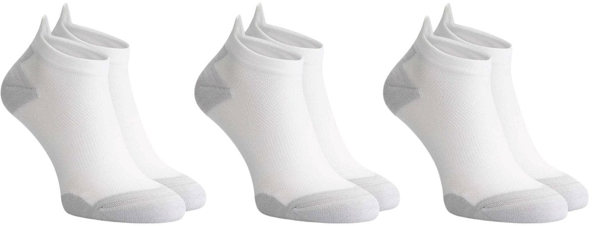 Rogelli core dames en heren 3 pack korte hardloopsokken - wit grijs