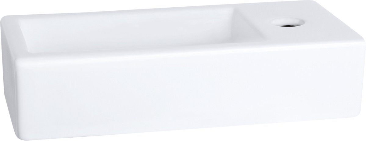 Differnz ravo fontein - 38.5x18.5x9.5cm - 1 kraangat rechts - keramiek wit