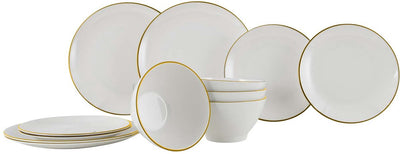 Gimex linea line servies - goud - 12-delig