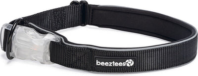 Beeztees safety gear parinca halsband hond - hondenhalsband - led - nylon - zwart - 50-55x2,5 cm