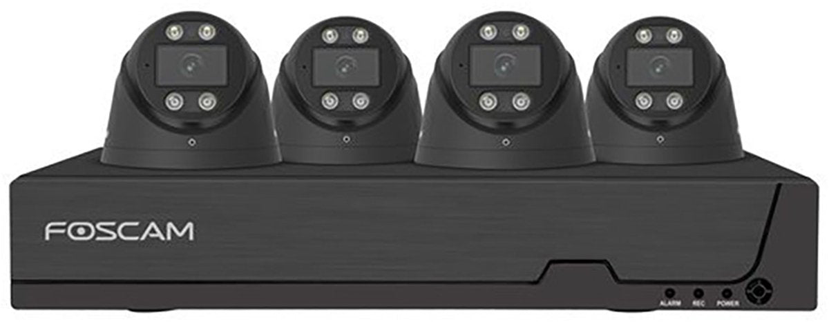 Foscam fn9108e-t4-2t kit beveiligingscamera set - 4 camera's - poe - 2tb geheugen - nachtzicht 20m - 5mp - zwart