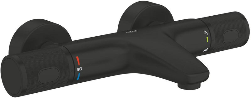 Grohe precision feel thermostatische badmengkraan - wandgemonteerd - met cooltouch - waterbesparend - matte black (matzwart)