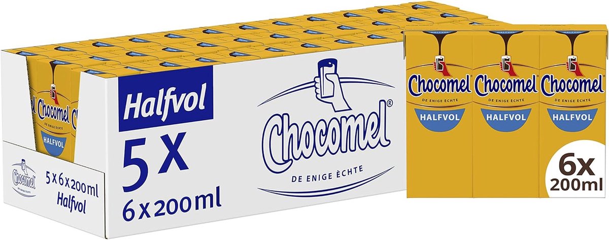 Chocomel – chocolademelk halfvol – drinkpakjes mini – houdbaar – 5 x 6 x 200 ml – voordeelverpakking