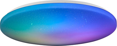 Brilliant kieran - plafondlamp - ø 49cm - led 42w - sterrenhemel effect - cct, 3000-6500k - wit en rgb kleuren - dimbaar - wit