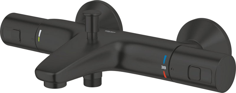 Grohe precision start thermostatische badkraan - 15 cm - waterbesparend - met omstelling - inclusief koppelingen - mat zwart