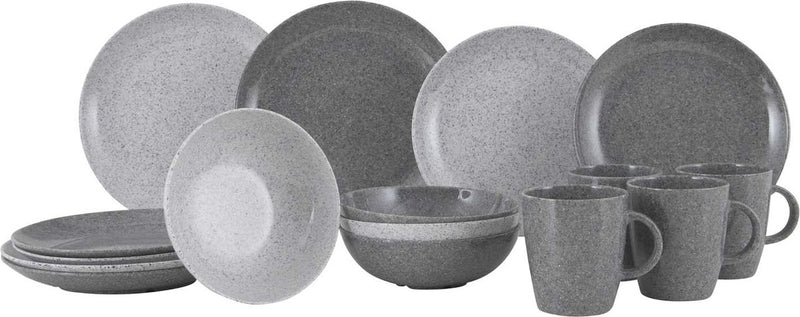 Gimex solid line servies - granite - grijs - 16-delig