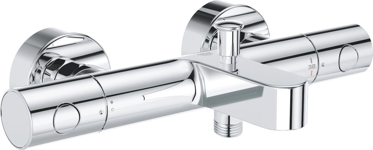 Grohe precision get thermostatische badkraan - 15cm - waterbesparend - inclusief koppelingen - chroom