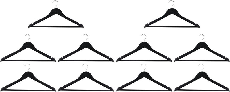 Alpina zwarte houten kledinghangers 10 stuks - kledinghangers anti slip - klerenhangers hout - kleding hangers kast organisatie