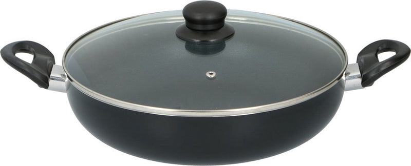 Alpina hapjespan - ø28cm - met glazen deksel - anti-aanbaklaag - alle warmtebronnen - aluminium glas