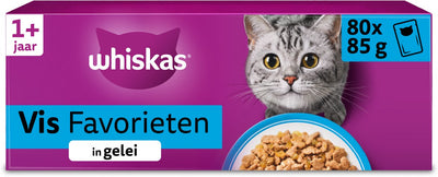 Whiskas kattenvoer - adult 1+ - vis in gelei - giga-pack 80x85g