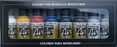 Vallejo model air basic colors - airbrush acryl set - 8 stuks 17 ml verf