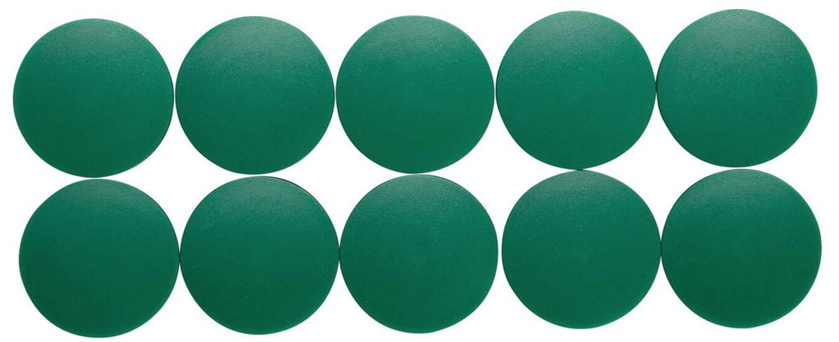 Maul magneet rond 10 stuks 2,5 kg kunststof ferriet bruchsicher erodiert lackiert ø 3.8 x 1.55 cm groen
