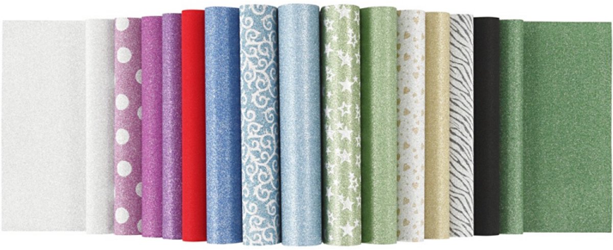 Creativ company glitterpapier blok a4 150gr, 30 vellen