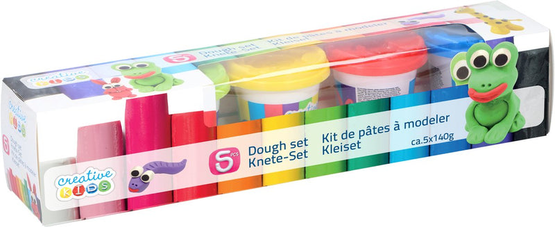 Creative kids knete-set 5 stuks - klei voor kinderen - boetseerklei in meerdere kleuren - klei set voor knutselen en creatief spel