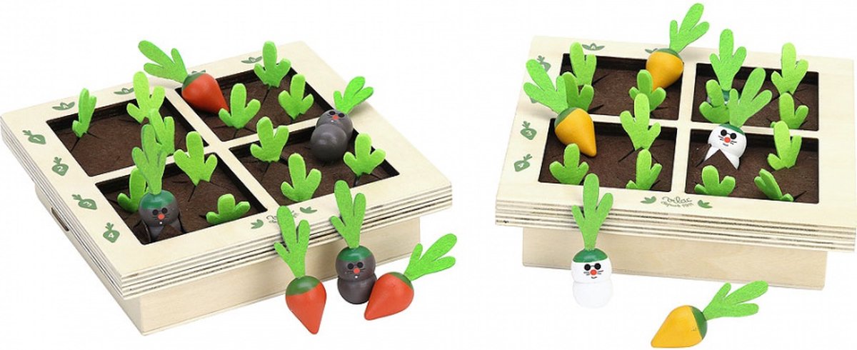 Vilac houten bordspel tuin groente mollen educatief spel 2 spelers.