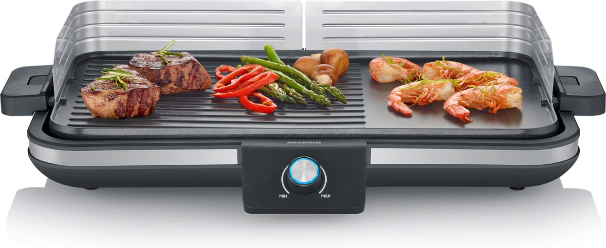 Severin pg 8564, plancha - tafelgrill - glad en geribbeld oppervlak - binnen en buiten - 230 °c