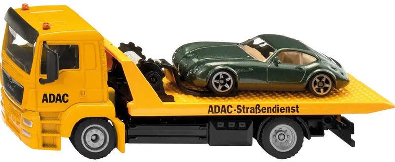 Siku 2722, sleepwagen, schaal 1:55, metaal kunststof, geel, originele functies, incl. speelgoedauto