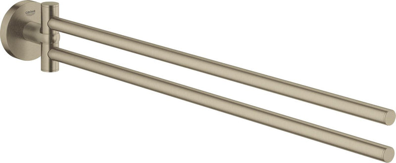 Grohe essentials handdoekhouder met twee draaibare armen - mat nikkel