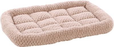 Flamingo hondenkussen – benchkussen – extra zacht hondenkussen 55 x 38 cm – geschikt voor hondenbench en kattenkussen – jacquard rechthoekig taupe