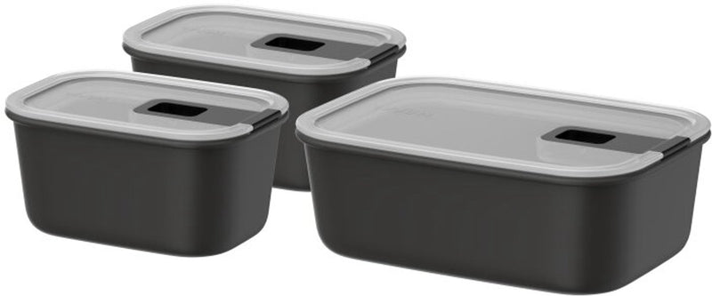 Mepal vershouddoos set easyclip - 2x 450 + 1000 ml - vershoudbakjes met schuifsluiting - geschikt voor magnetron. stoomoven. koelkast en vriezer - nordic black