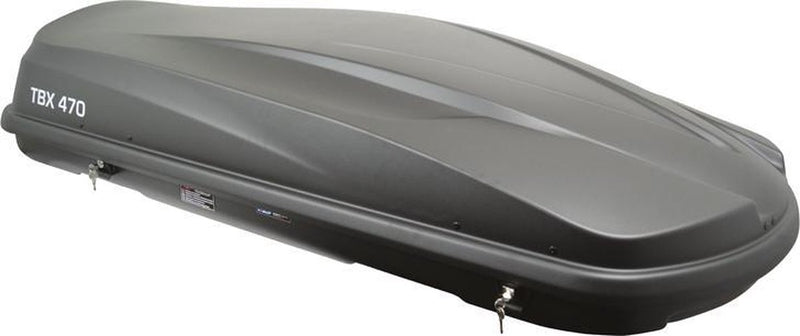 Twinny load dakkoffer tbx 470 – inhoud 470 liter - maximaal draagvermogen 75kg – afsluitbaar centrale 2 punts vergrendeling – u beugel bevestiging - afmeting 189x78x38cm