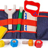 Bigjigs toys rode gereedschapsgordel met houten gereedschap - bigjigs - met klipsluiting - 10-delig