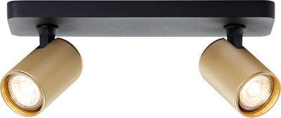 Brilliant marty - plafondspot - gu10 2x5w 3000k - zwart goudkleurig