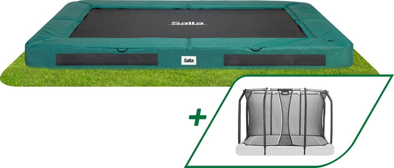 Salta premium ground - inground trampoline met veiligheidsnet - 305 x 214 cm - groen