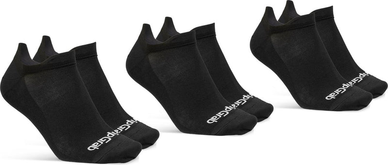 Gripgrab - classic no show zomer fietssokken 3pack enkelsokken coolmax sport sokken - zwart - unisex - maat m (41-44)