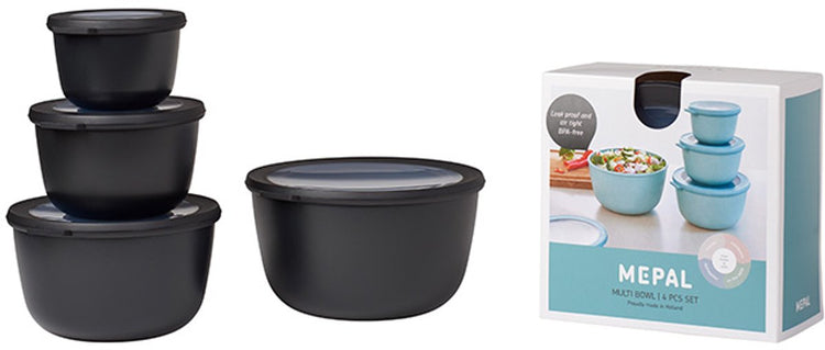 Mepal - multikom cirqula vershouddoos set - 500 + 1000 + 2000 + 3000 ml - rond - nordic black