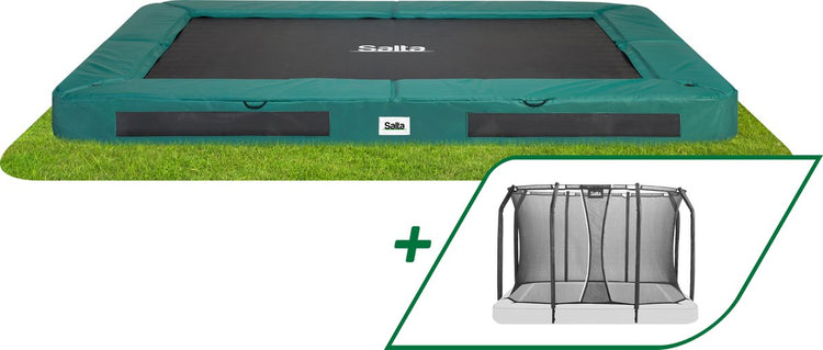 Salta premium ground - inground trampoline met veiligheidsnet - 305 x 214 cm - groen