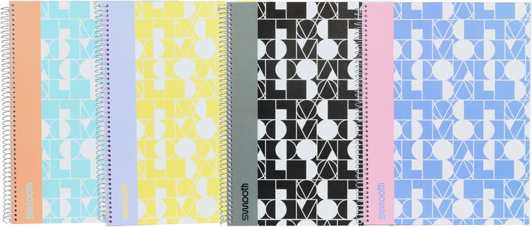 Ancor smooth spiraalboek a4 lijn hardcover - set van 4 - assorti designs