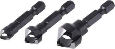 Wolfcraft - verzinkboor set - 3 verzinkboren ø 8 , 12 , 16 mm - zeskantschacht - 4375000