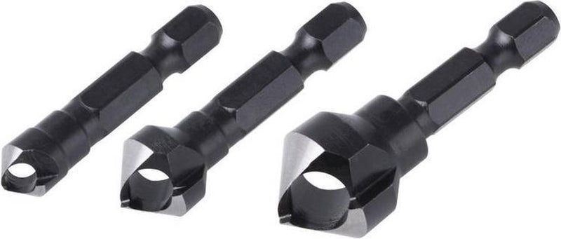 Wolfcraft - verzinkboor set - 3 verzinkboren ø 8 , 12 , 16 mm - zeskantschacht - 4375000