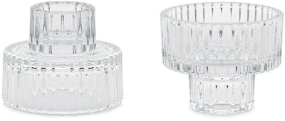 Partydeco 4 stuks 2-in-1 glazen kaarsenhouder 6.5x5.5 cm